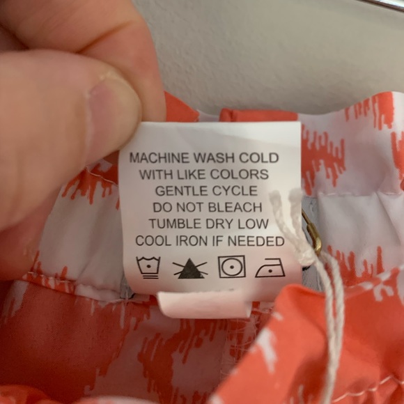 NWT Mud Pie Delaney Pull on Shorts Sherbet Ikat Orange White Large 12-14 - Picture 5 of 10